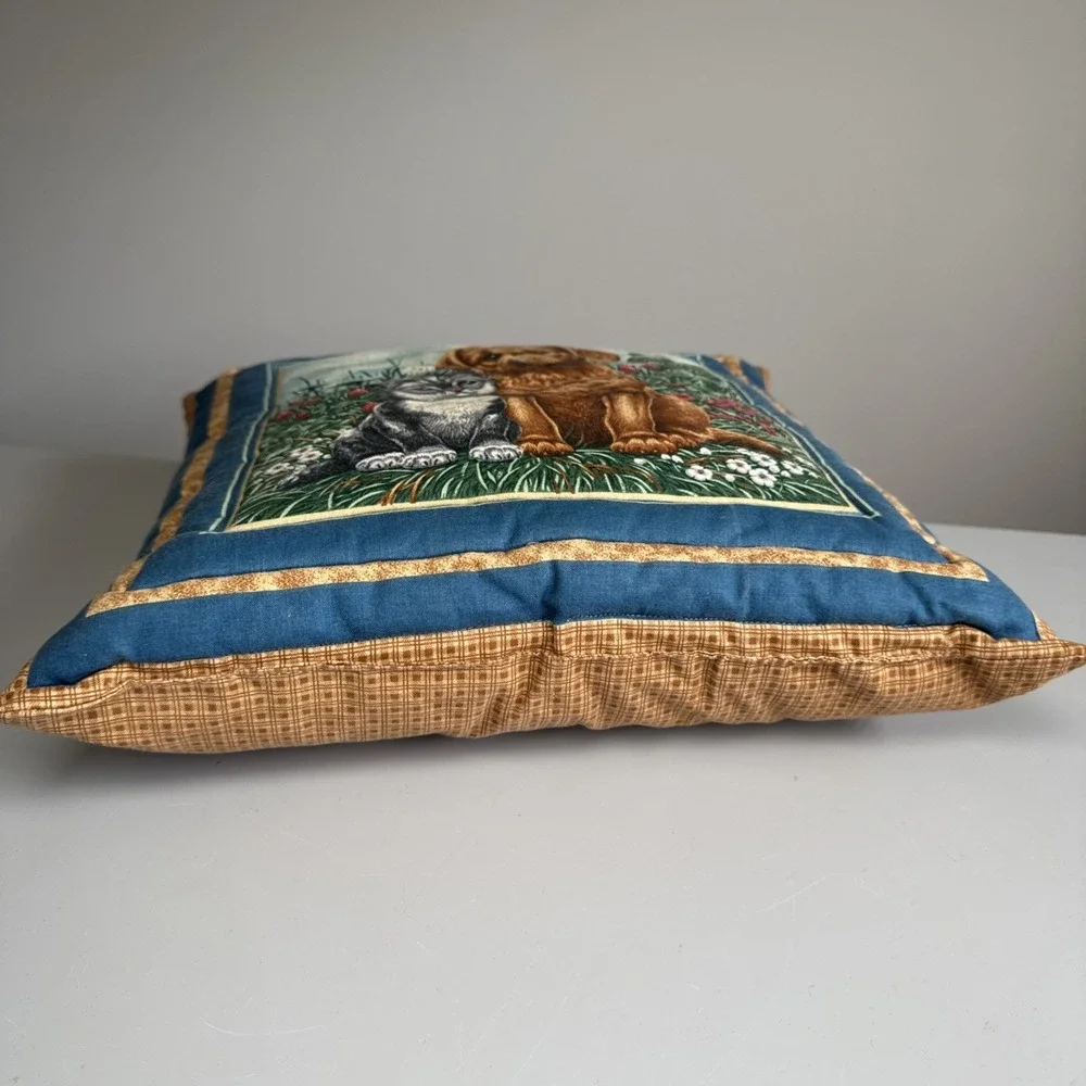 Vintage Handmade Kitten And Puppy Design 14x14